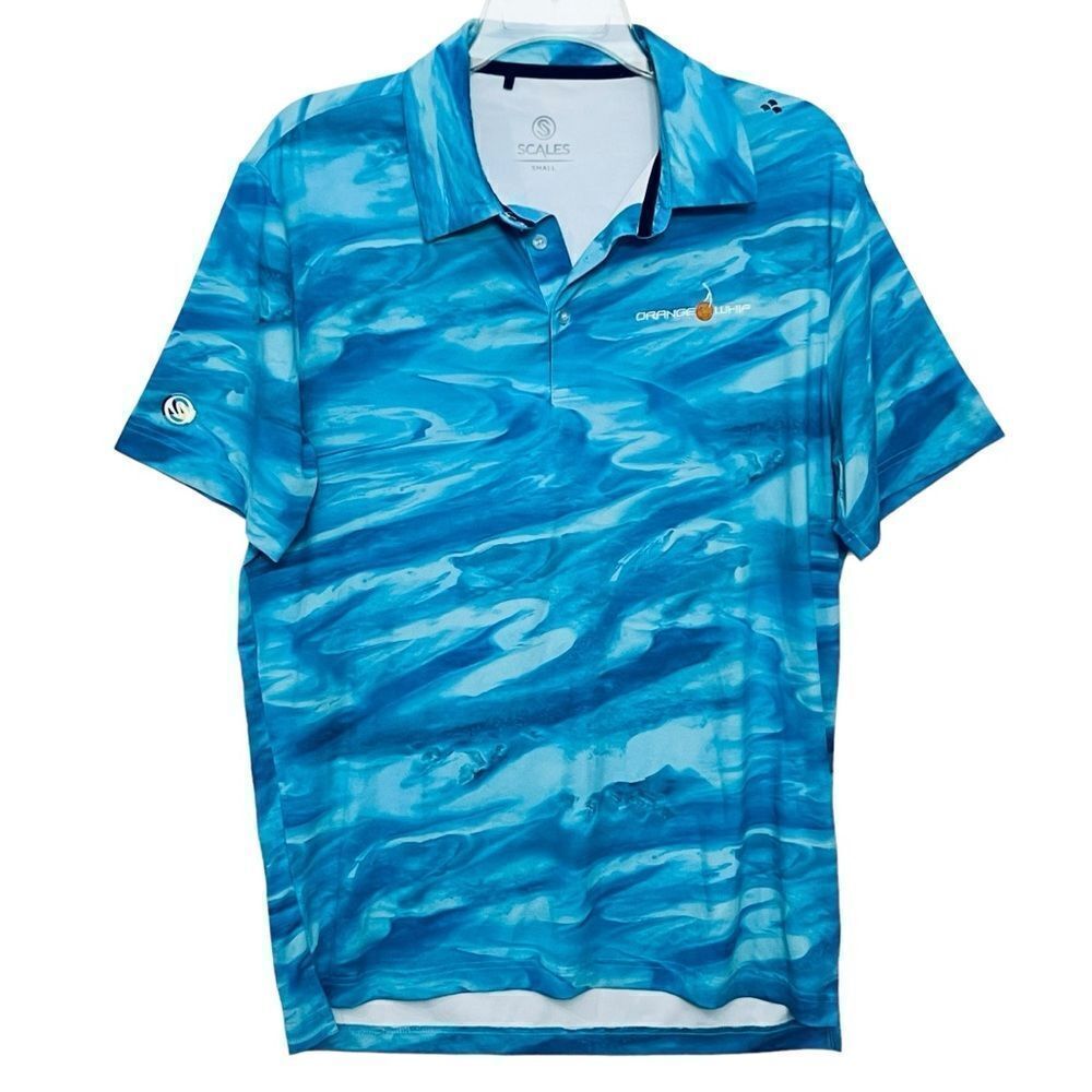 Scales Bahamas Current Polo Embroidery Orange Whip Men’s Shirt Sz S